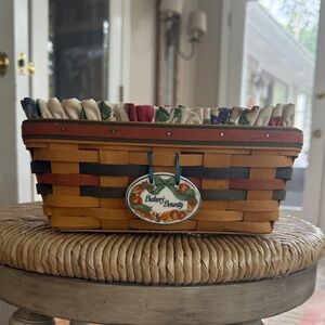 1998 Longaberger Bakers Bounty Multicolor Woven Basket with Fabric Liner EUC